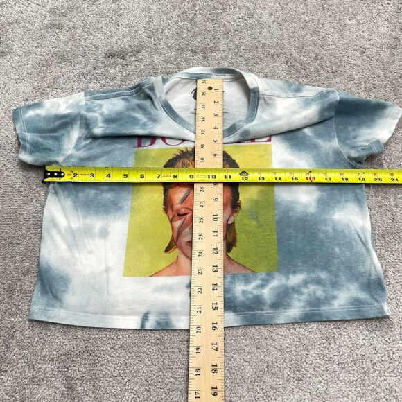 David Bowie Vintage Style Graphic Tie-Dye Cropped T-Shirt Womens XS Aladdin Sane - Picture 6 of 10